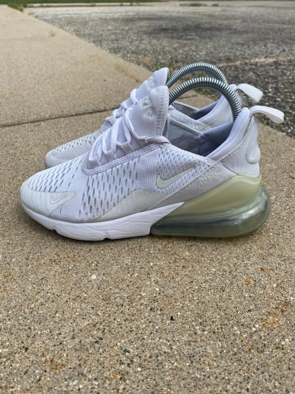 Share Nike Air Max 270 Shoes Youth Size 6.5Y US White Running Sneakers 943345-10